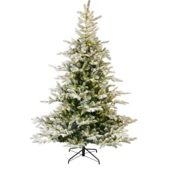 Sapin Grande Taille|Sapin Artificiel De Noël|EMINZA Sapin de Noël artificiel lumineux 550 LED (H210 cm) Glorious Vert enneigé Sapin enneigé lumineux