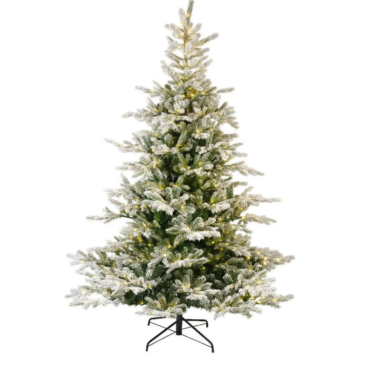 Sapin Grande Taille|Sapin Artificiel De Noël|EMINZA Sapin de Noël artificiel lumineux 550 LED (H210 cm) Glorious Vert enneigé Sapin enneigé lumineux