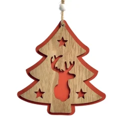 Décoration De Sapin|CHRISTMAS DREAM Sapin de Noël en bois à suspendre (H12 cm) Caribou des forêts Rouge