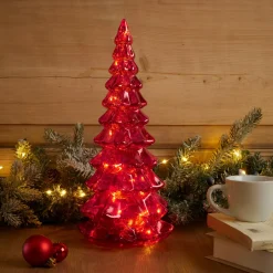 Déco Et Objet De Noël|Déco Et Objet Lumineux|KAEMINGK Sapin de Noël lumineux à piles 20 LED (H32 cm) Eternel Rouge
