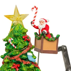 Village De Noël Lumineux|JJA Sapin de Noël musical et animé (H39 cm) Père Noël en nacelle Multicolore