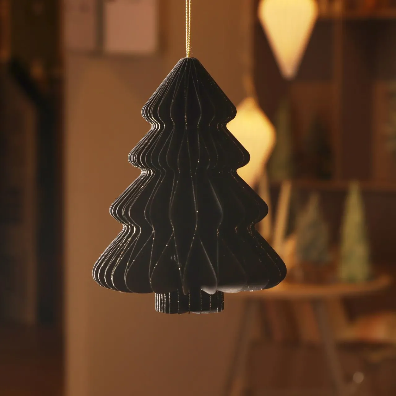 Déco Et Objet De Noël|Décoration De Sapin|KAEMINGK Sapin en papier à suspendre (H15 cm) fermeture Magnétique Noir