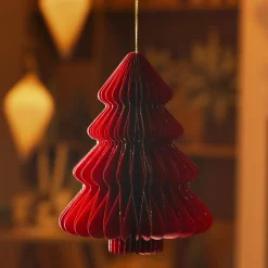 Déco Et Objet De Noël|Décoration De Sapin|KAEMINGK Sapin en papier à suspendre (H15 cm) fermeture Magnétique Rouge
