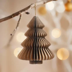 Déco Et Objet De Noël|Décoration De Sapin|KAEMINGK Sapin en papier à suspendre (H15 cm) Fermeture Magnétique Brun Marron