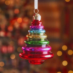 Décoration De Sapin|KAEMINGK Sapin en verre à suspendre (H10 cm) Noël joyeux Multicouleur Multicolore