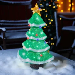 Déco Et Objet Lumineux|EMINZA Sapin lumineux 120 LED (H56 cm) Étoile scintillante Blanc froid Vert