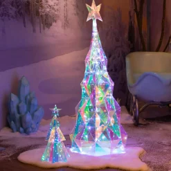 Personnage, Objet Grand Format|Déco Et Objet De Noël|KAEMINGK Sapin lumineux 120 Micro LED (H110 cm) Ice Blanc froid Transparent irisé