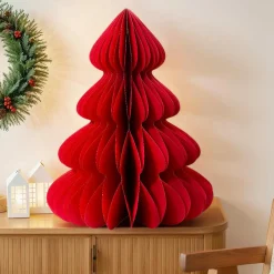 Déco Et Objet De Noël|KAEMINGK Sapin papier à poser (H90 cm) Fermeture Magnétique Rouge