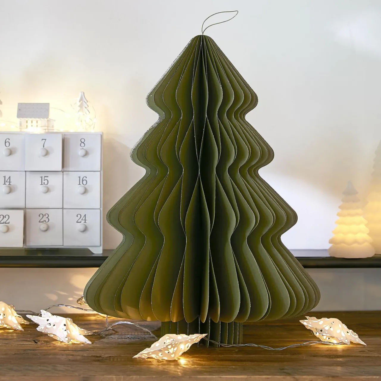 Déco Et Objet De Noël|KAEMINGK Sapin papier à suspendre (H40 cm) Fermeture Magnétique Vert