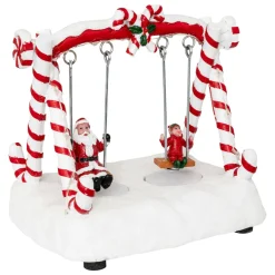 Village De Noël Lumineux|FEERIC LIGHTS Scène de vie illuminée à piles (H12 cm) Balançoire en mouvement