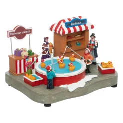 Village De Noël Lumineux|FEERIC LIGHTS Scène de vie illuminée et animée à piles (H22 cm) Pêche aux canards