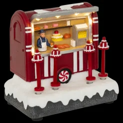 Village De Noël Lumineux|JJA Scène de vie lumineuse et animée à piles (H14 cm) Stand de gâteau Multicolore