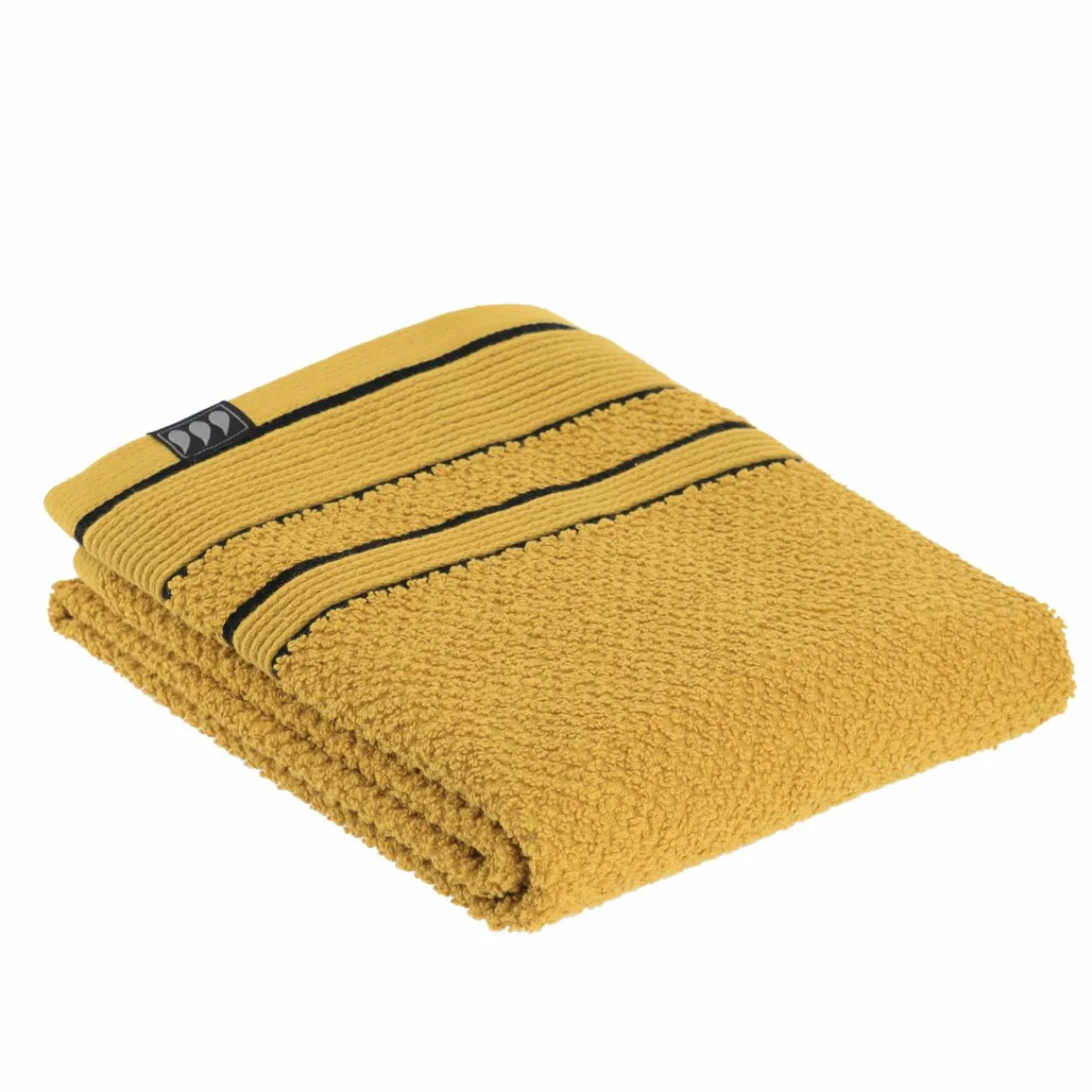 Linge De Bain|Serviette De Bain|TENDANCE Serviette de bain coton (50 x 90 cm) Black Line / noir Jaune ocre