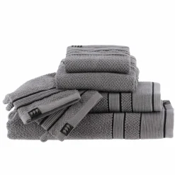 Linge De Bain|Serviette De Bain|TENDANCE Serviette de bain coton (70 x 130 cm) Black Line / noir Gris