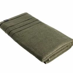 Linge De Bain|Serviette De Bain|TENDANCE Serviette de bain coton (90 x 150 cm) Black Line / noir Vert kaki