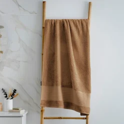 Linge De Bain|Serviette De Bain|EMINZA Serviette de bain coton bio (70 x 130 cm) Méline Camel