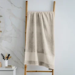 Linge De Bain|Serviette De Bain|EMINZA Serviette de bain coton bio (70 x 130 cm) Méline pampa Beige