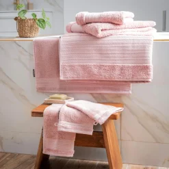Linge De Bain|Serviette De Bain|EMINZA Serviette de bain coton bio (50 x 90 cm) Méline Rose Pêche