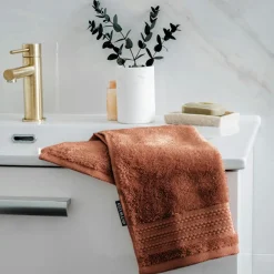 Linge De Bain|Serviette De Bain|EMINZA Serviette de bain coton bio (30 x 50 cm) Méline Terracotta