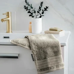 Linge De Bain|Serviette De Bain|EMINZA Serviette de bain coton bio (30 x 50 cm) Méline argile Gris