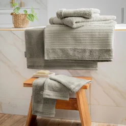 Linge De Bain|Serviette De Bain|EMINZA Serviette de bain coton bio (30 x 50 cm) Méline argile Gris