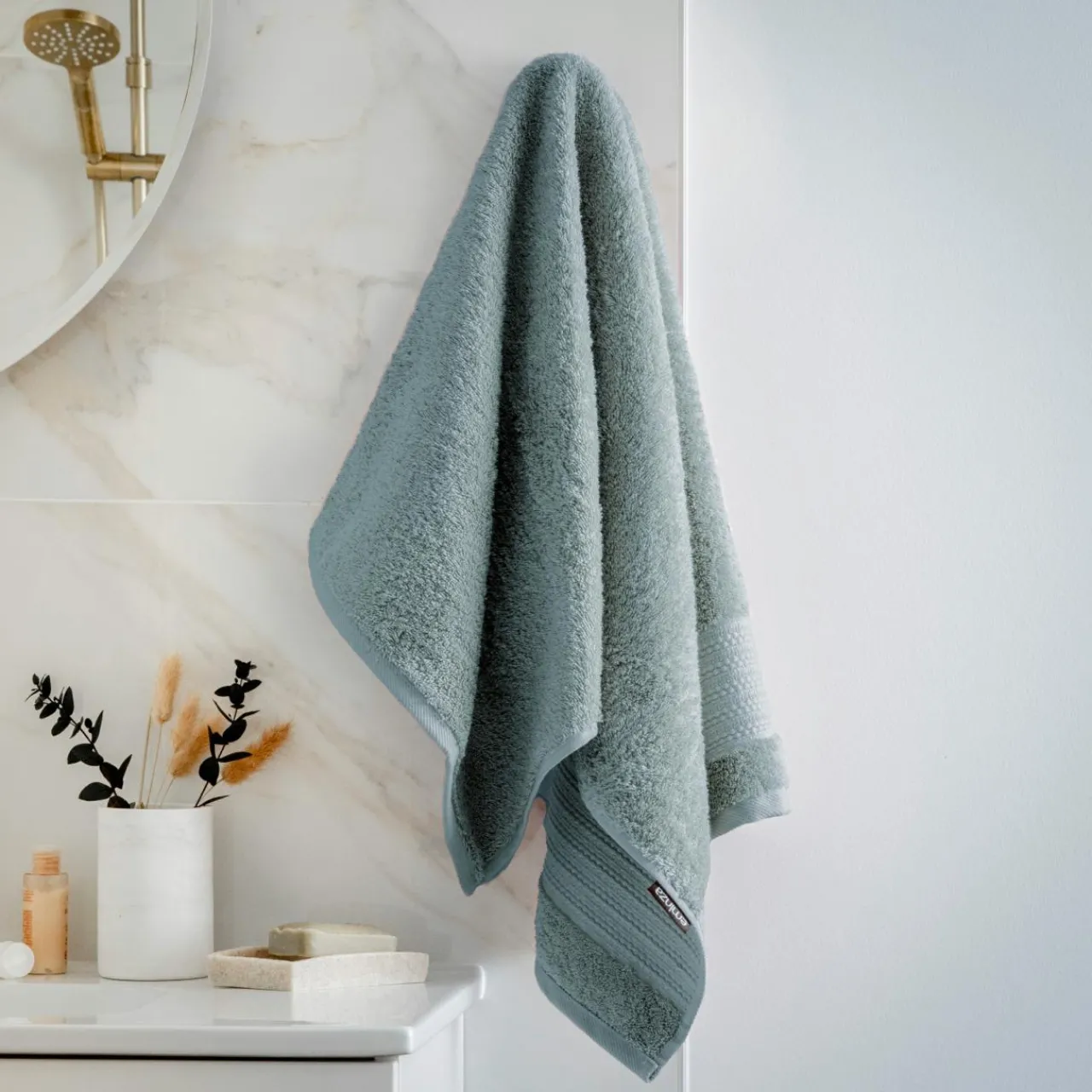 Linge De Bain|Serviette De Bain|EMINZA Serviette de bain coton bio (50 x 90 cm) Méline Bleu glacier