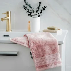 Linge De Bain|Serviette De Bain|EMINZA Serviette de bain coton bio (30 x 50 cm) Méline Rose Pêche
