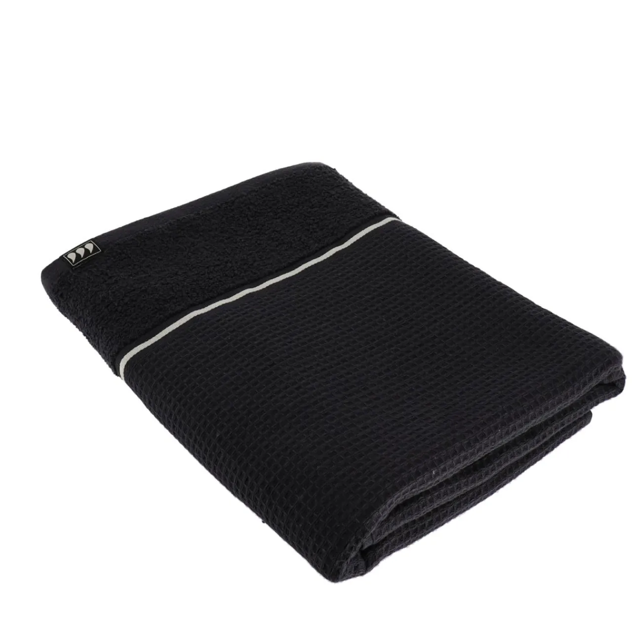 Linge De Bain|Serviette De Bain|TENDANCE Serviette de bain coton nid d'abeille (70 x 130 cm) Japandi Noir