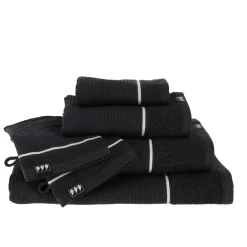 Linge De Bain|Serviette De Bain|TENDANCE Serviette de bain coton nid d'abeille (30 x 50 cm) Japandi Noir