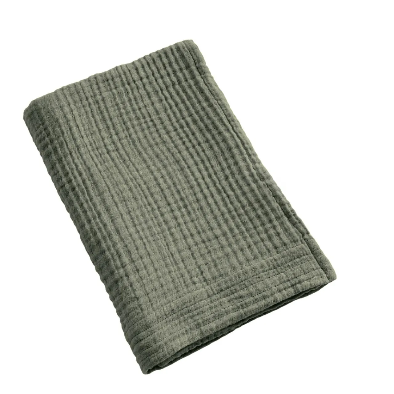 Linge De Bain|Serviette De Bain|EMINZA Serviette de bain gaze de coton (50 x 90 cm) Gaïa Vert romarin