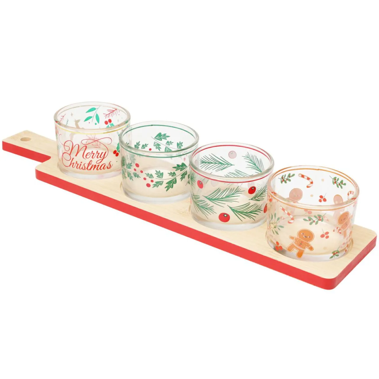 Vaisselle De Noël|KOOPMAN Set à tapas 4 bols plateau bambou (8,5 x 36 cm) Christmas time Multicolore