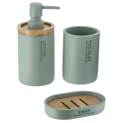 Accessoire Salle De Bain|TENDANCE Set d'accessoires salle de bain Purebamboo Vert Eucalyptus