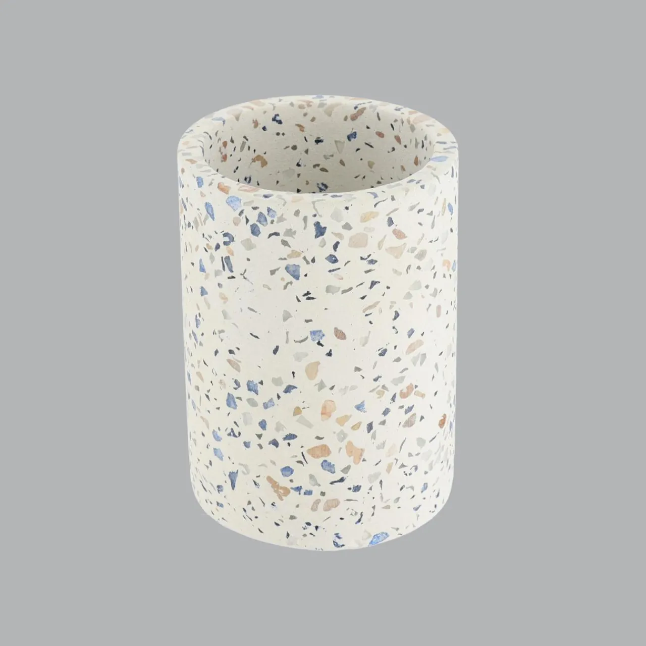 Accessoire Salle De Bain|TENDANCE Set d'accessoires salle de bain ciment Terrazzo Blanc
