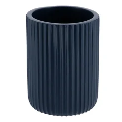 Accessoire Salle De Bain|TENDANCE Set d'accessoires salle de bain résine Strié Bleu marine