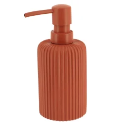 Accessoire Salle De Bain|TENDANCE Set d'accessoires salle de bain résine Strié Terracotta