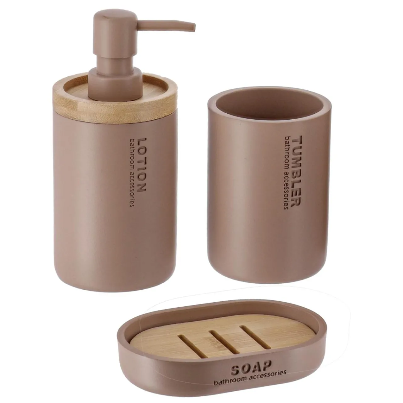 Accessoire Salle De Bain|TENDANCE Set d'accessoires salle de bain Purebamboo Cappuccino Marron