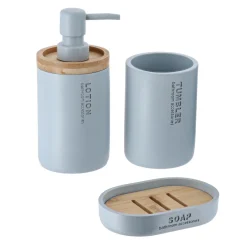 Accessoire Salle De Bain|TENDANCE Set d'accessoires salle de bain Purebamboo Bleu clair
