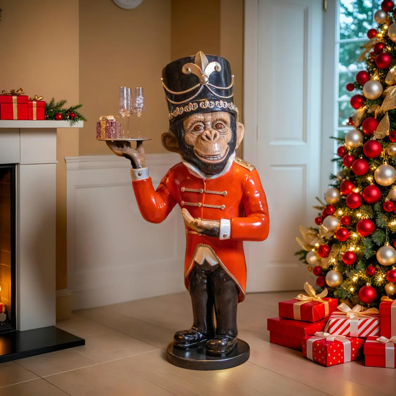 Personnage, Objet Grand Format|Père Noël, Animaux Et Personnage|KAEMINGK Singe de Noël Géant (H152 cm) Wilhem à votre service Noir