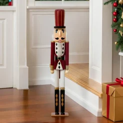 Père Noël, Animaux Et Personnage|KAEMINGK Soldat Casse-noisette en bois (H76 cm) Gustave Lie de vin Bordeaux