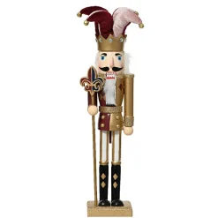 Père Noël, Animaux Et Personnage|KAEMINGK Soldat casse-noisette en bois (H40 cm) Arlequin Lie de vin Bordeaux