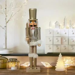 Père Noël, Animaux Et Personnage|KAEMINGK Soldat Casse-noisette en bois (H38 cm) Chevalier Champagne Or