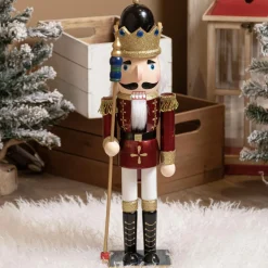 Père Noël, Animaux Et Personnage|KAEMINGK Soldat Casse-noisette en bois (H50 cm) Roi Louis Bordeaux