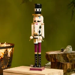 Père Noël, Animaux Et Personnage|KAEMINGK Soldat Casse-noisette en bois (H50 cm) Gaby et son tambour Impérial Blanc