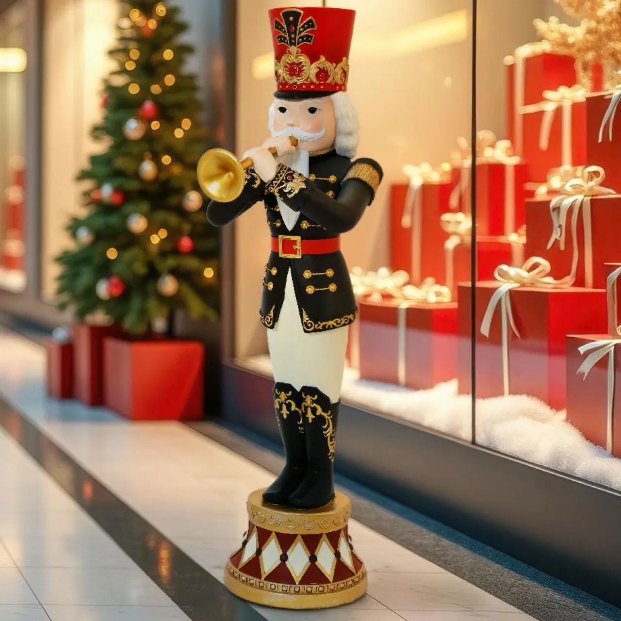 Personnage, Objet Grand Format|Père Noël, Animaux Et Personnage|EMINZA Soldat casse-noisette Géant (H195 cm) Evariste le trompettiste Noir