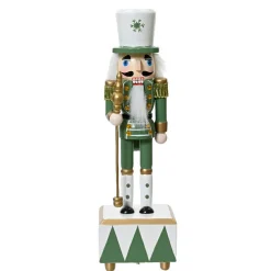 Père Noël, Animaux Et Personnage|KAEMINGK Soldat Casse-noisette Musical en bois (H30 cm) Edouard Impérial et blanc Vert