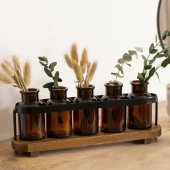 Vase|Vase|ATMOSPHERA Soliflores bois et métal Sophie Noir