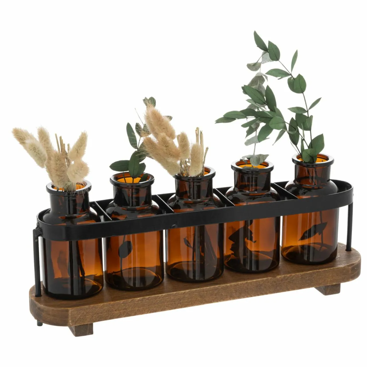 Vase|Vase|ATMOSPHERA Soliflores bois et métal Sophie Noir