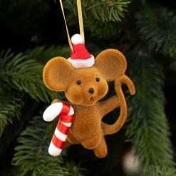 Décoration De Sapin|KAEMINGK Souris de Noël (H9 cm) Patzy Marron