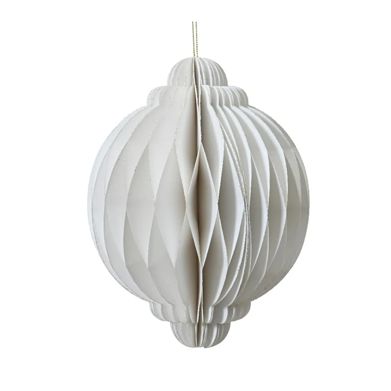Déco Et Objet De Noël|KAEMINGK Sphère en papier à suspendre (H40 cm) Fermeture Magnétique Blanc