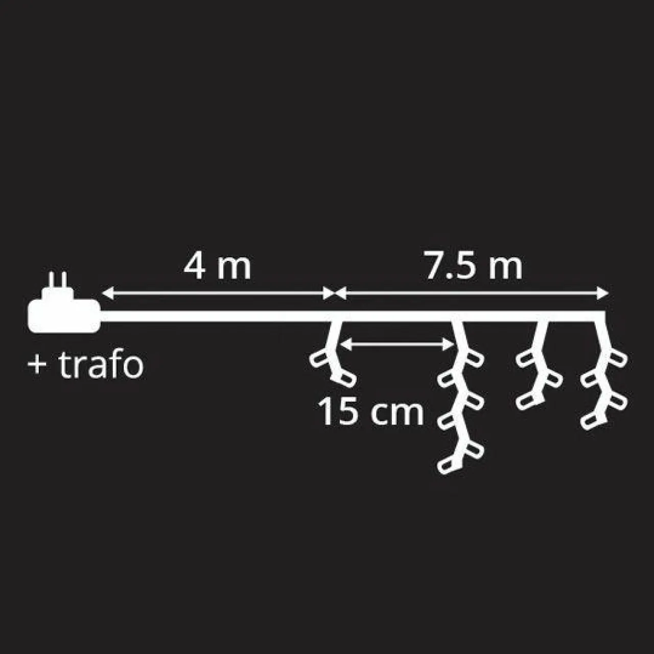 Guirlande Lumineuse|KAEMINGK Stalactite lumineuse 7,50 m 175 LED câble transparent Multicolore